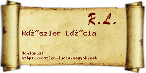 Röszler Lúcia névjegykártya
